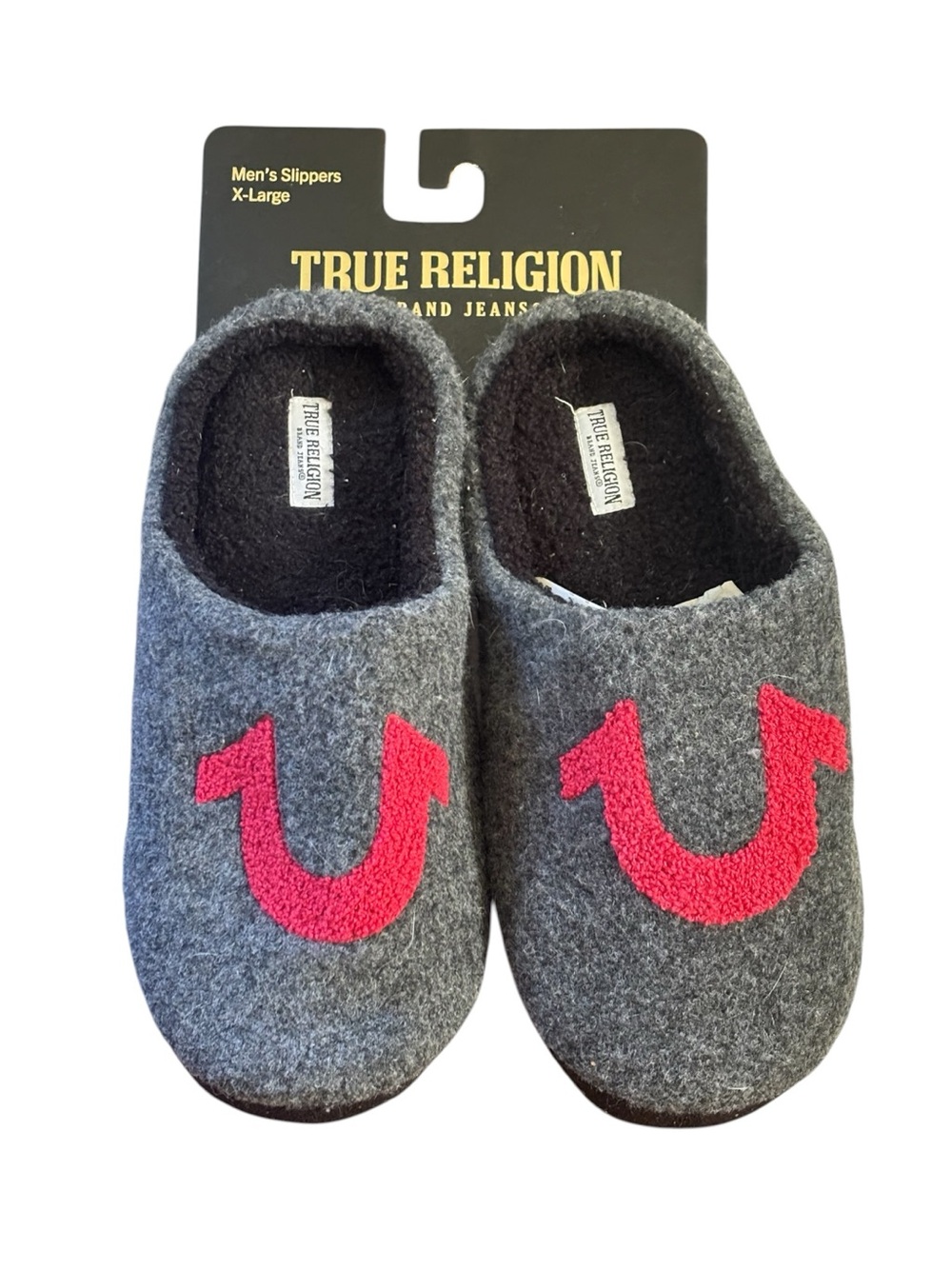 True Religion Gray Felt Slippers Size XL or 13 NWT